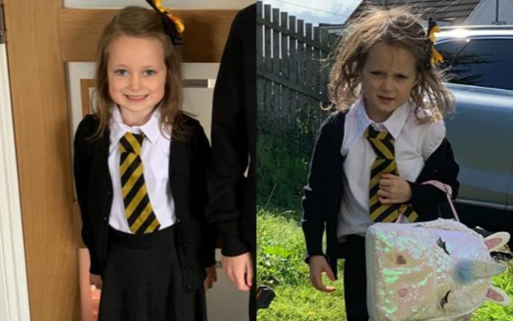 Anh be gai 5 tuoi 'vat va' sau ngay dau di hoc noi tieng tren mang hinh anh