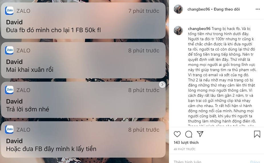 bạn gái Trọng Đại bị hack facebook ảnh 1 ban gai Trong Dai bi hack facebook anh 1