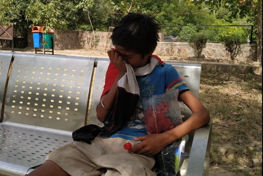 Cau be phai ngu o cong vien mua dich doan tu bo me nho dan mang hinh anh
