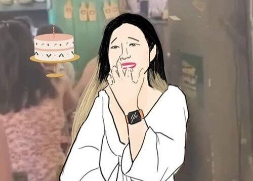 Co gai an len banh kem cua nguoi la bi che anh, tao tai khoan gia hinh anh