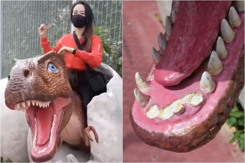 Mo hinh khung long bi khach tham quan be rang o Singapore hinh anh