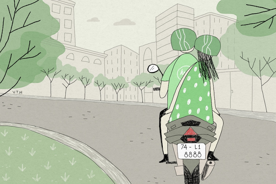 Chuyen xe om dang nho cua ca toi va tai xe hinh anh