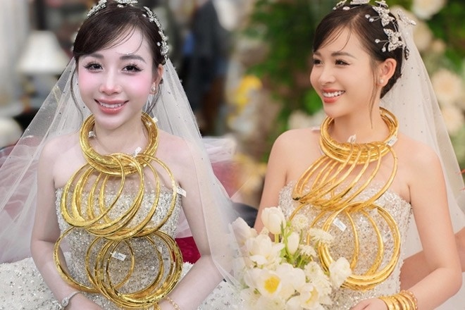 Co dau Thanh Hoa deo vang long vang trong ngay cuoi hinh anh