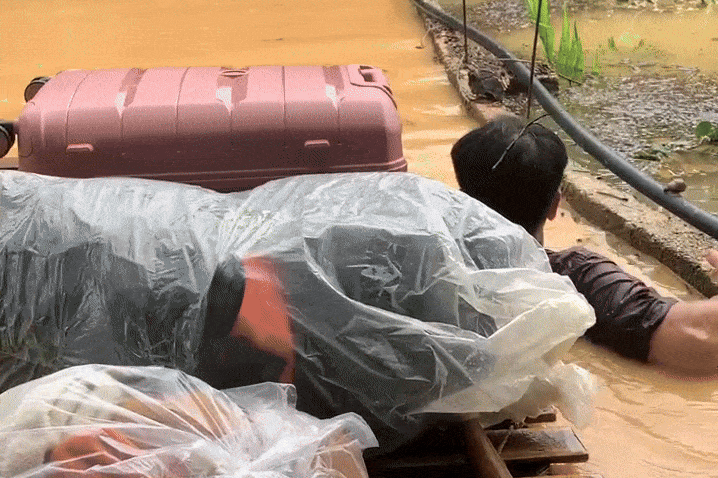 Bo keo be vat lon voi lu du de dua con gai ra san bay kip di du hoc hinh anh