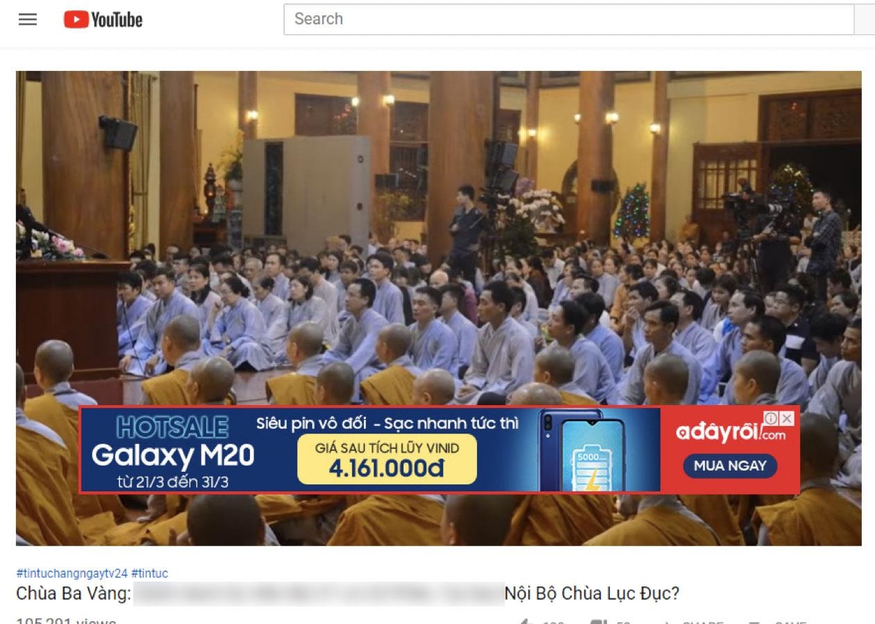 quang cao doanh nghiep lon xuat hien tren clip YouTube noi dung xau anh 1