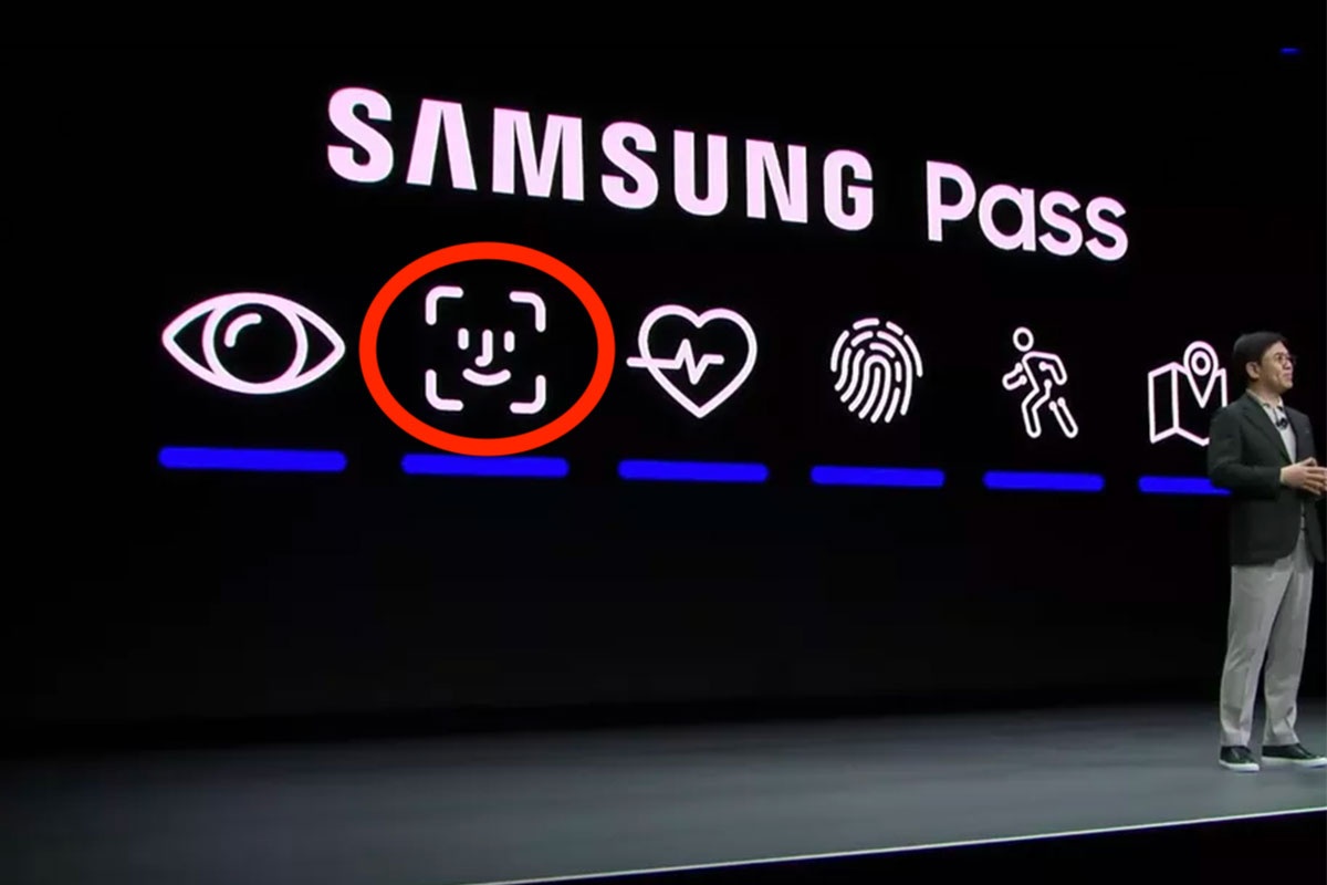 Bieu tuong Face ID cua Apple xuat hien trong buoi trinh chieu Samsung hinh anh