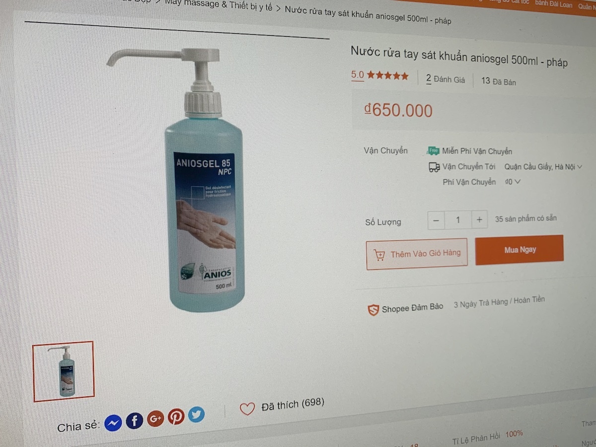 Nuoc rua tay chay hang tren mang vi virus corona hinh anh