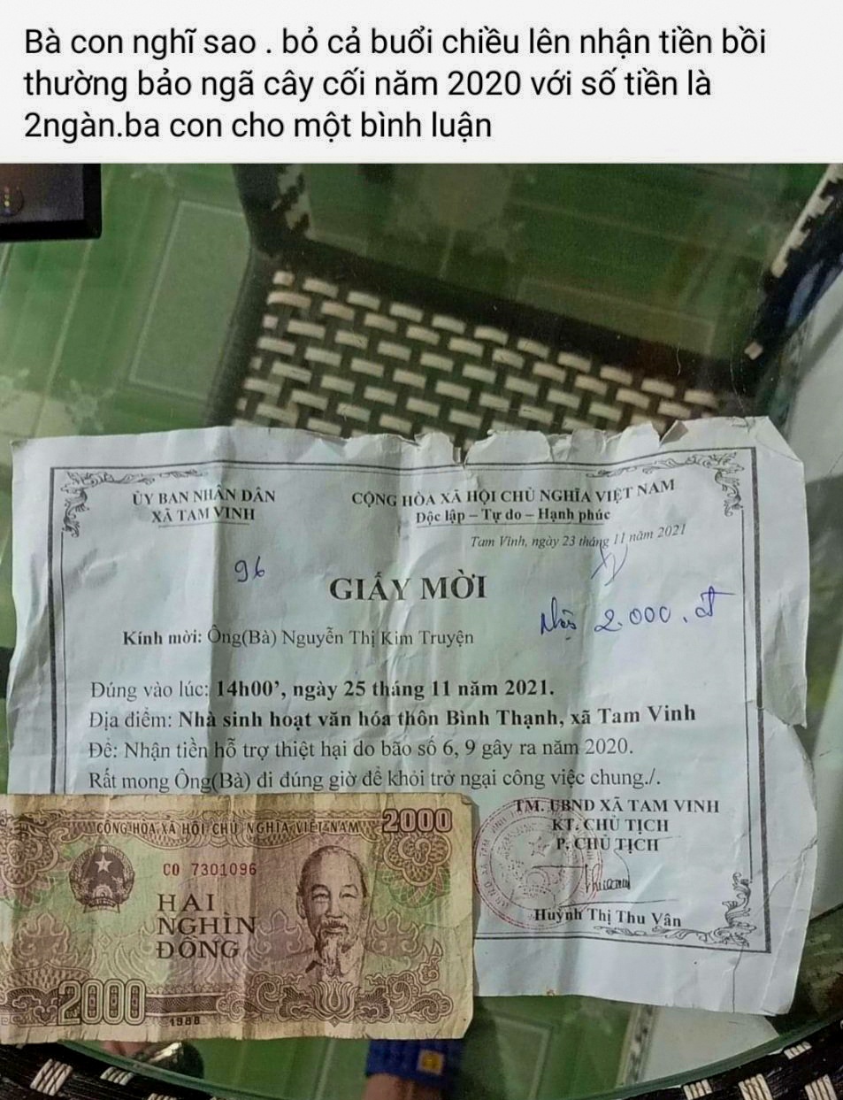 chi tra 2.000 dong ho tro thiet hai bao anh 1
