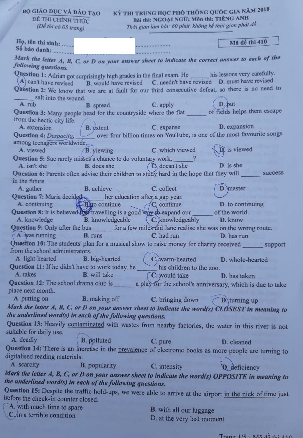 De thi tieng anh thpt quoc gia anh 1