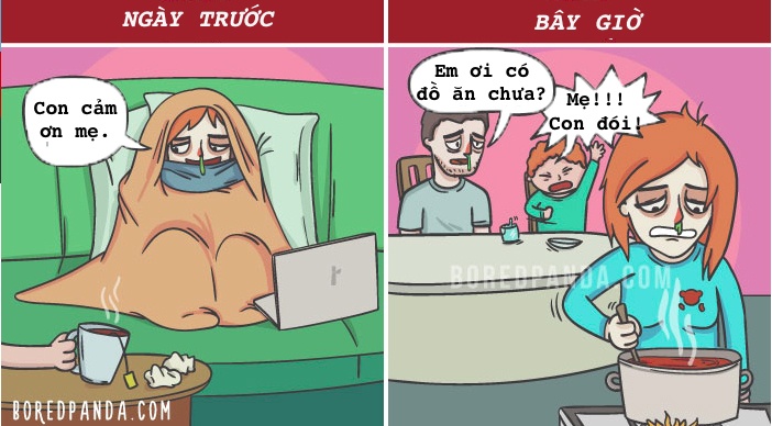 Bo tranh khac biet giua gai doc than va nguoi co con nho hinh anh