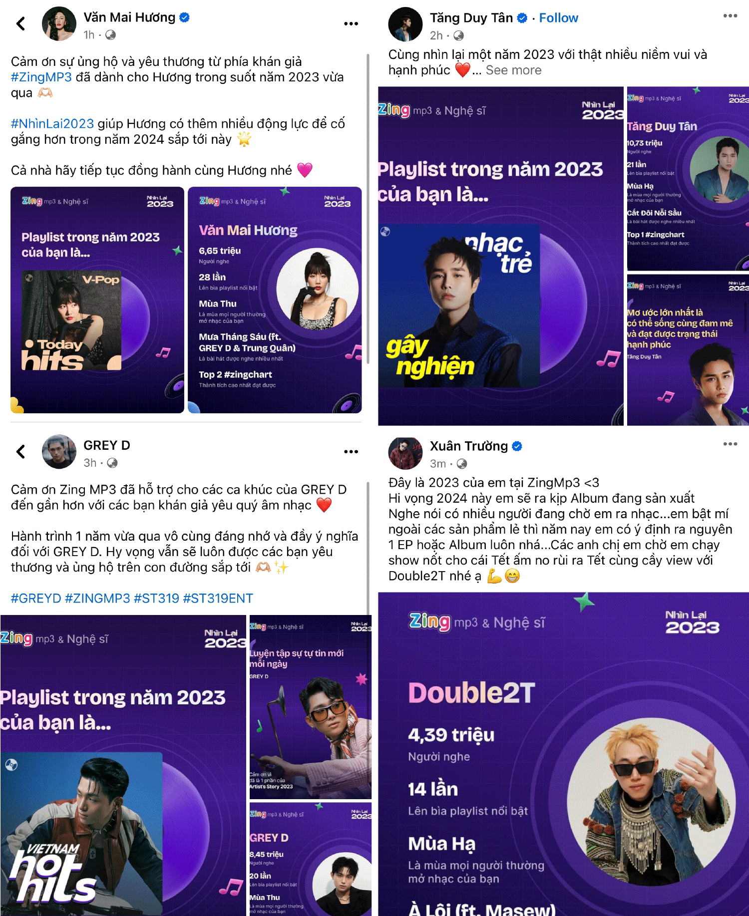 Van Mai Huong,  Amee,  Hua Kim Tuyen,  Tang Duy Tan,  Nhin lai 2023,  Top 10 bai hat,  bai hat cua nam anh 3