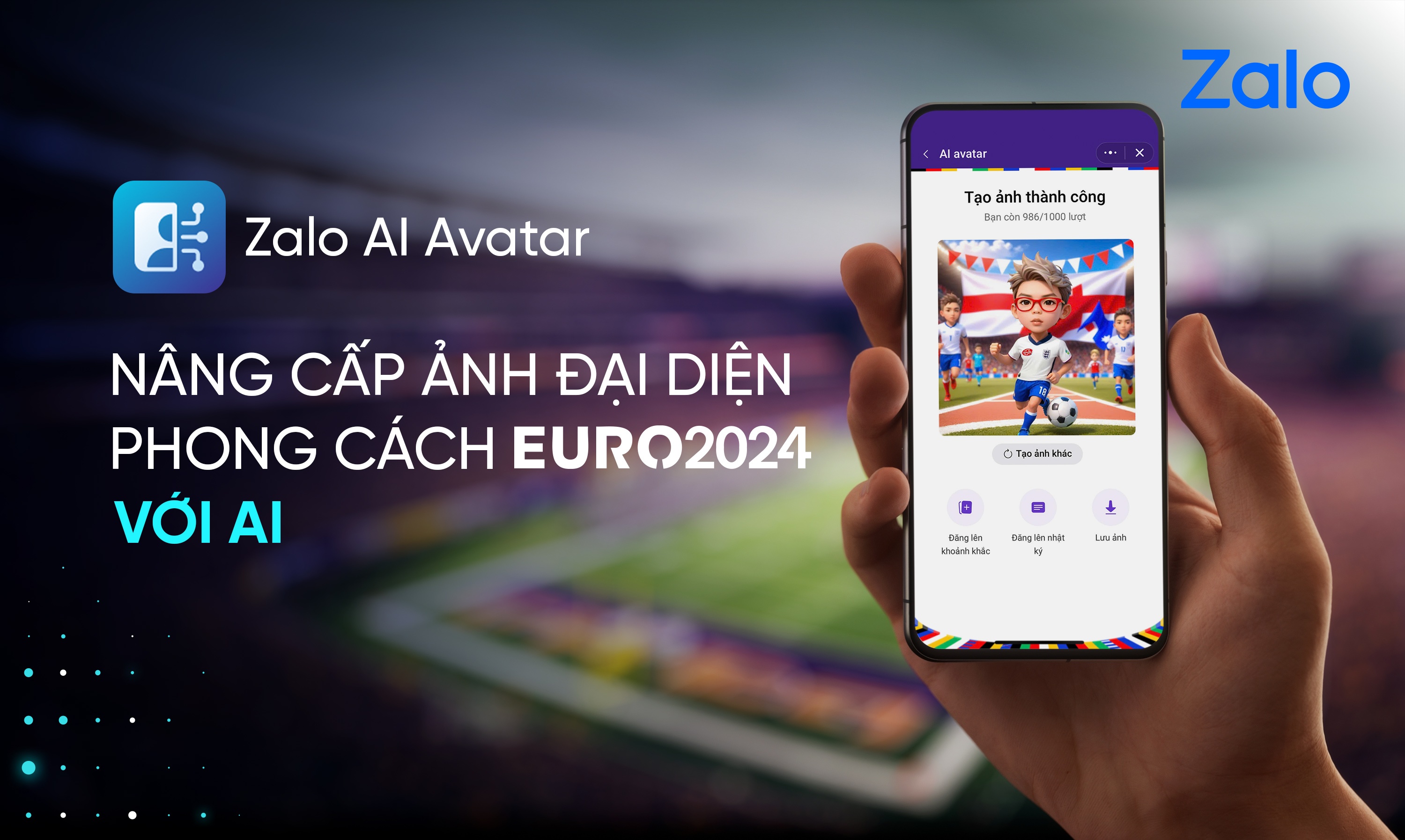 Tao anh phong cach EURO bang AI tren Zalo de co vu doi tuyen yeu thich hinh anh