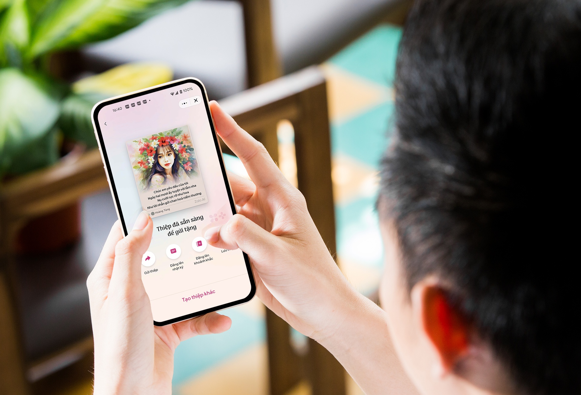 Nguoi dung hoa rapper, thi si, gui tang thiep AI qua Zalo dip 20/10 hinh anh
