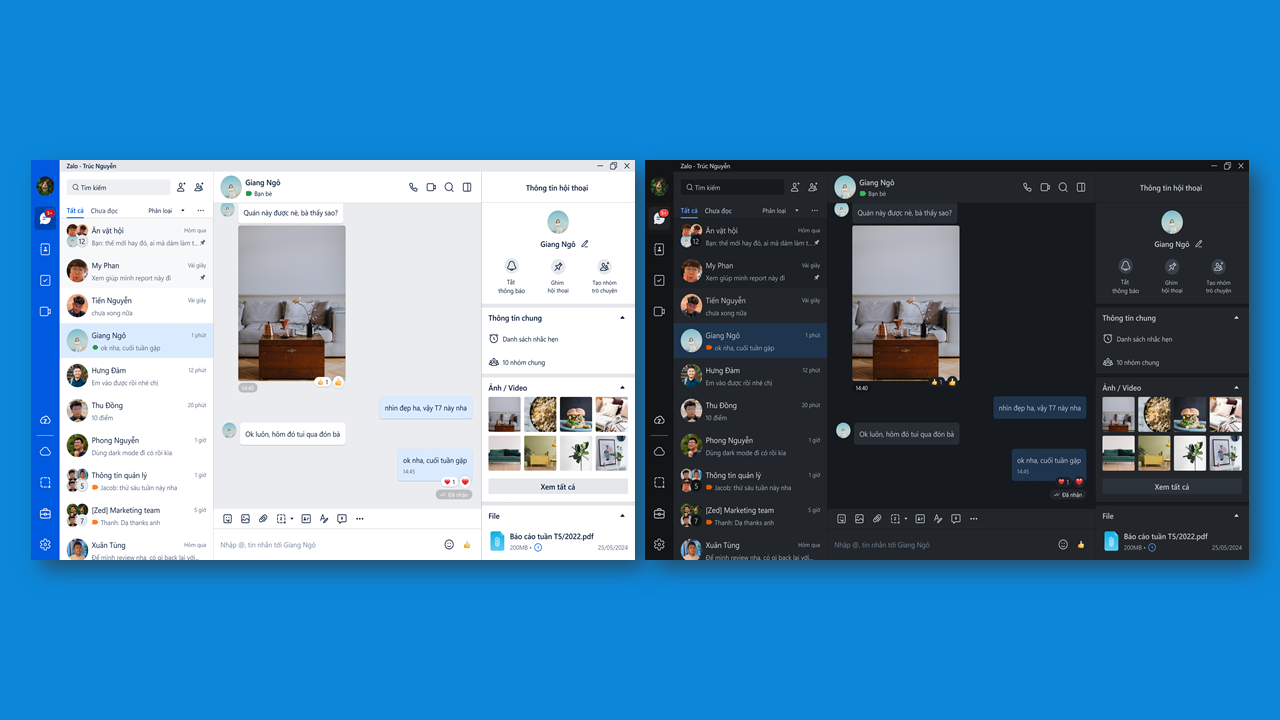 Zalo PC,  Zalo dark,  darkmode,  PC zalo anh 2