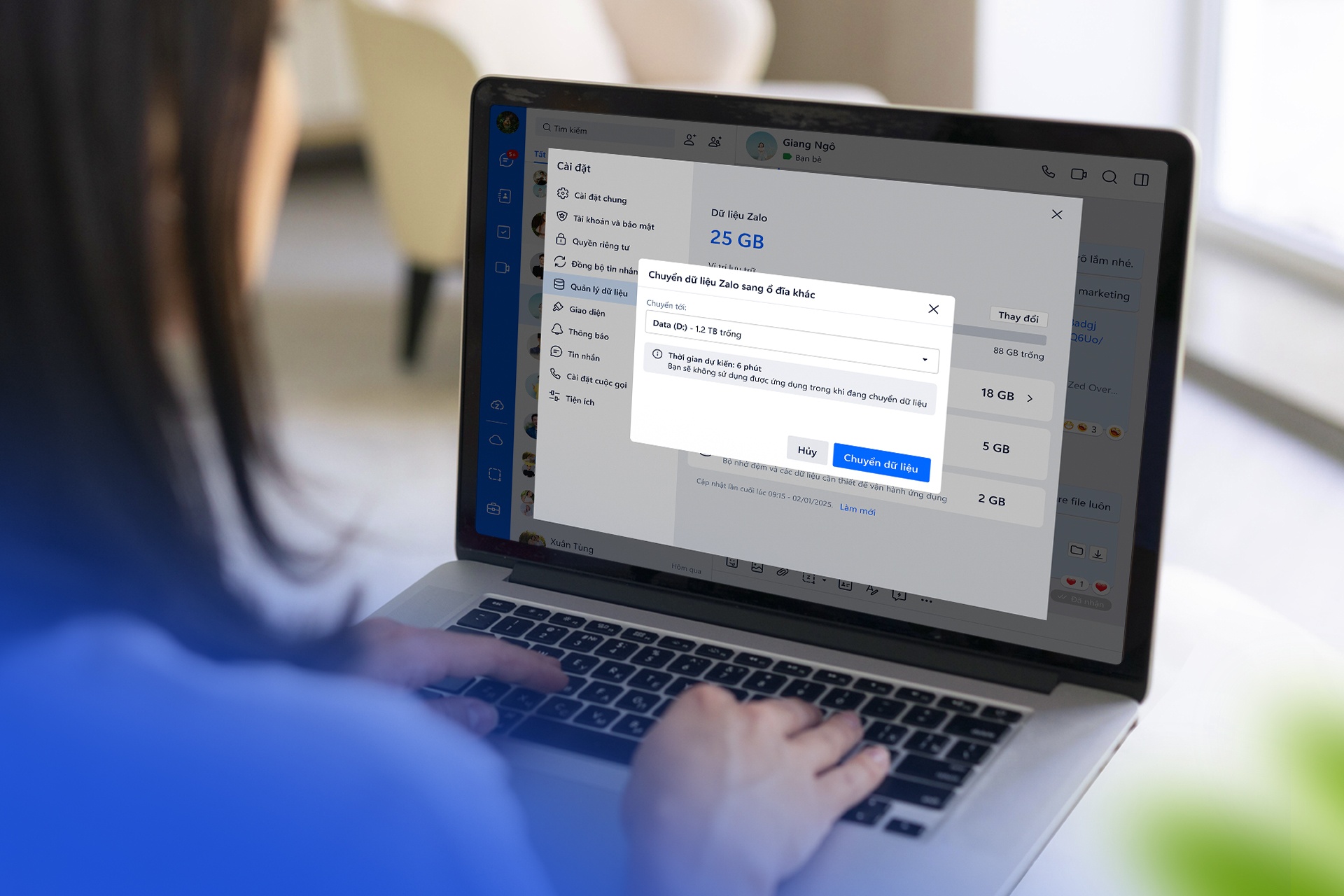 Zalo ra mat tinh nang chuyen o luu tru du lieu cho nguoi dung hinh anh