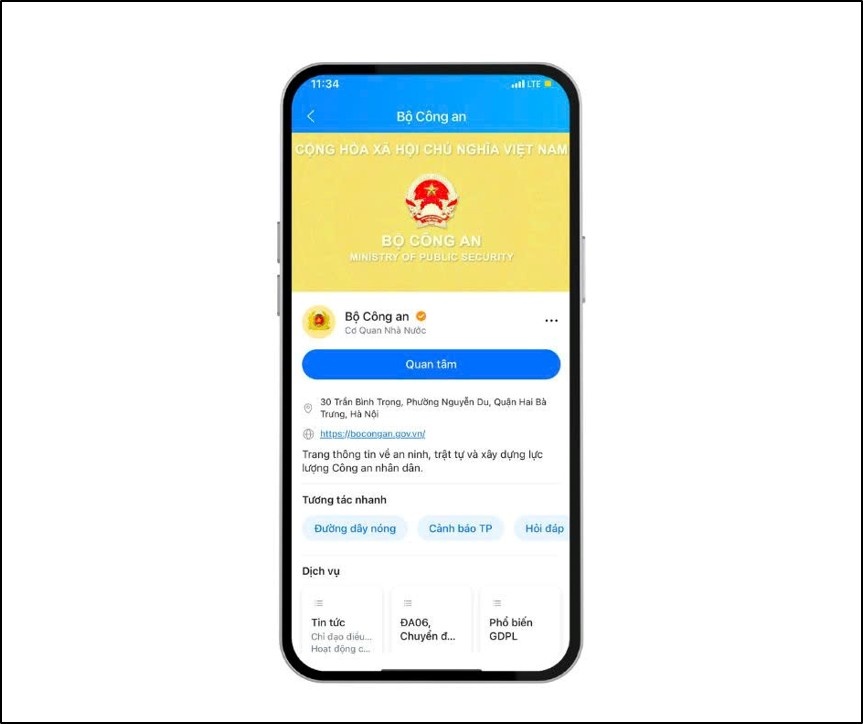 BCA,  Zalo OA,  OA,  Zalo,  CDS anh 1