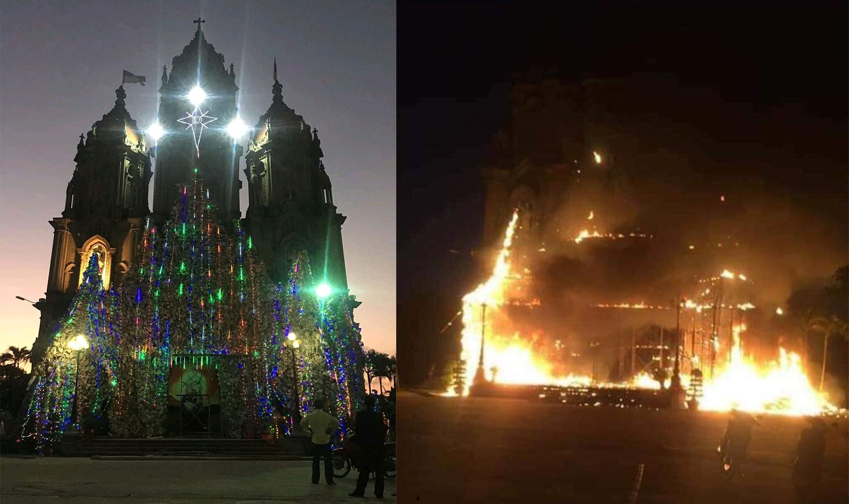 Mo hinh hang da nha tho cao 20 m chay truoc them Giang sinh hinh anh