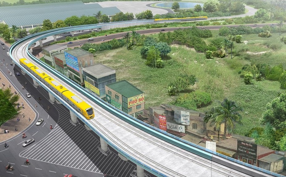 Lap dat ray tau duong sat tren cao doan Nhon - Ga Ha Noi hinh anh