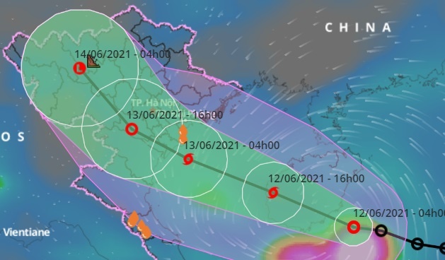 Ap thap nhiet doi huong thang vao vinh Bac Bo hinh anh