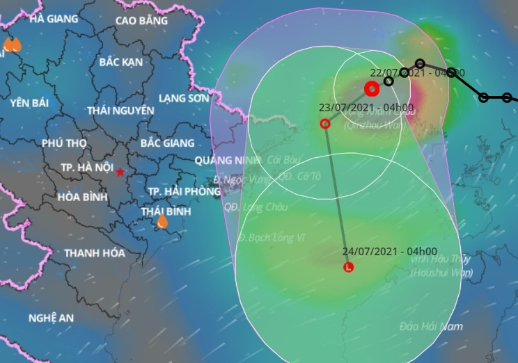 Du bao duong di cua ap thap nhiet doi sap vao vinh Bac Bo hinh anh