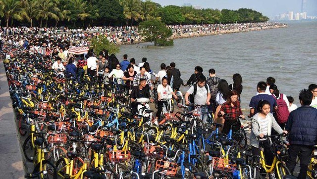 Hang nghin xe dap chen chuc trong cong vien hinh anh