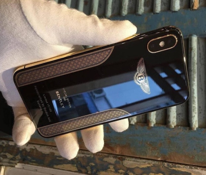 iPhone X phien ban do phong cach Bentley ma vang 18K hinh anh