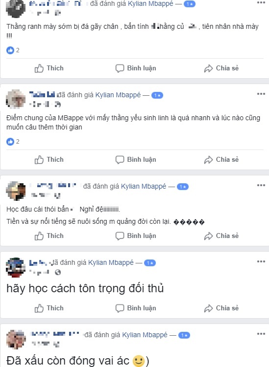 Dân mạng Việt chửi bới Mbappe trên Facebook ảnh 1 Dan mang Viet chui boi Mbappe tren Facebook anh 1