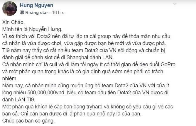 Pewpew tài trợ 100 triệu cho đội tham dự TI9 ảnh 1 Pewpew tai tro 100 trieu cho doi tham du TI9 anh 1
