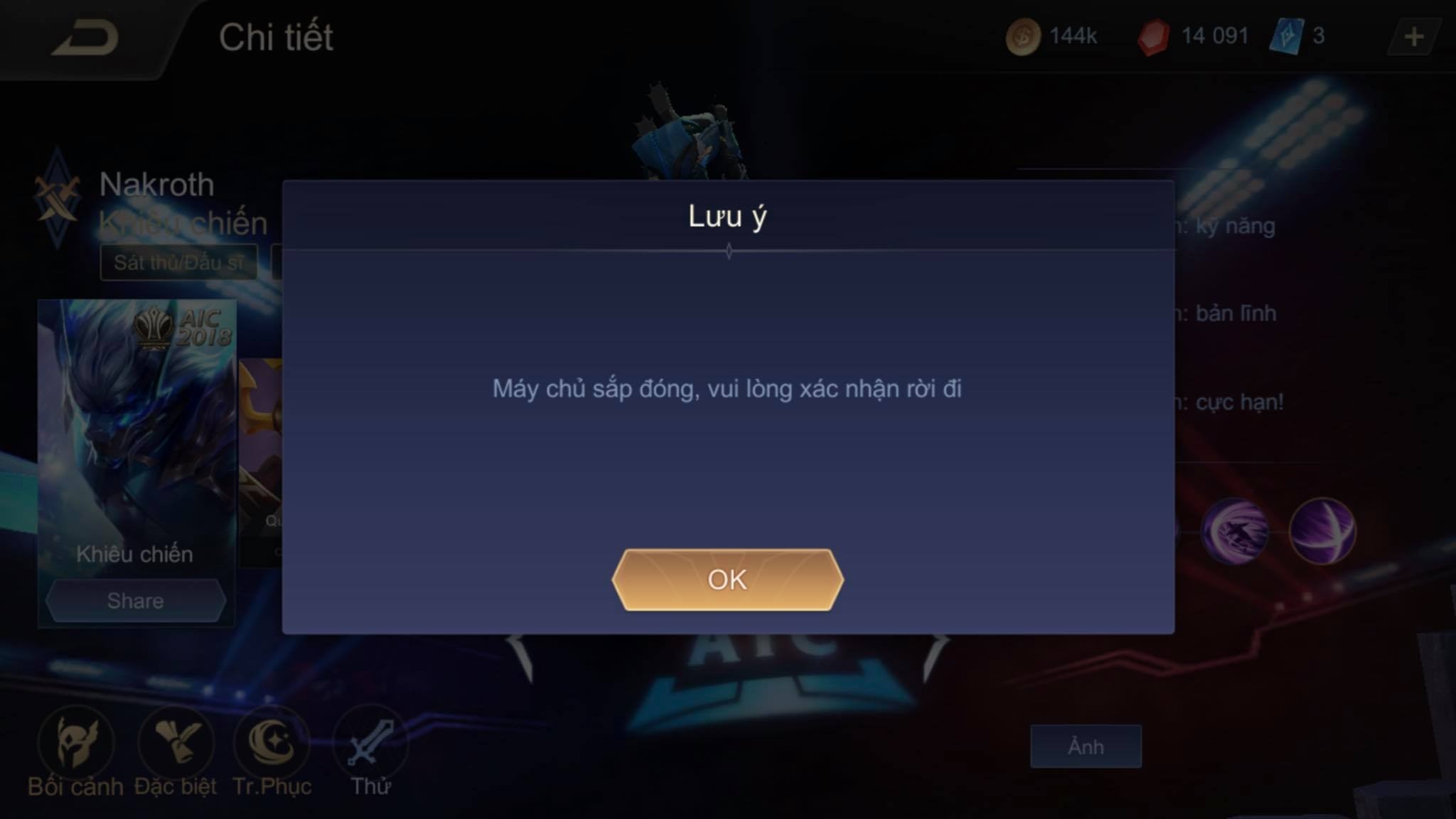 Lỗi Liên Quân gửi trang phục, tướng, xe cho người chơi ảnh 5 Loi Lien Quan gui trang phuc, tuong, xe cho nguoi choi anh 5