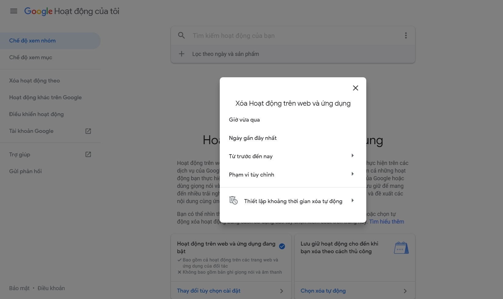 Xoa du lieu ca nhan tren Google anh 2