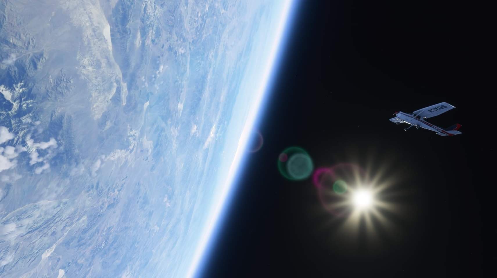 Nhin Trai Dat tu ngoai khong gian trong Flight Simulator hinh anh