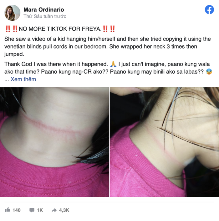 Be gai 4 tuoi lam theo thu thach treo co tren TikTok anh 1