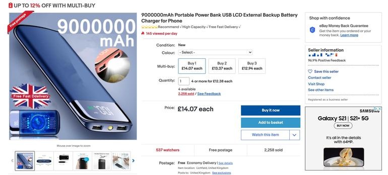 Pin dự phòng 9 triệu mAh trên eBay ảnh 1 Pin du phong 9 trieu mAh tren eBay anh 1