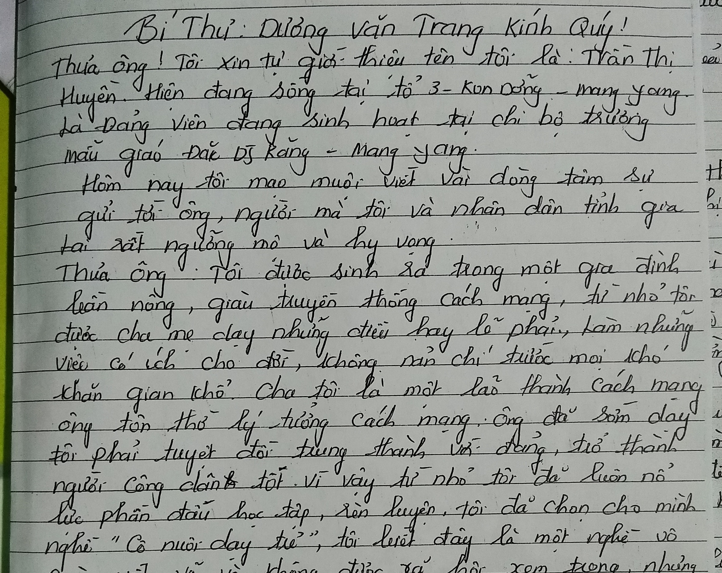 Tam thu gui bi thu tinh uy cua co giao to cao tieu cuc hinh anh