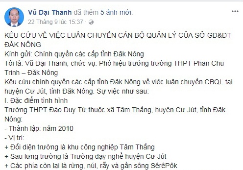 Pho hieu truong len Facebook keu cuu vi bi luan chuyen hinh anh