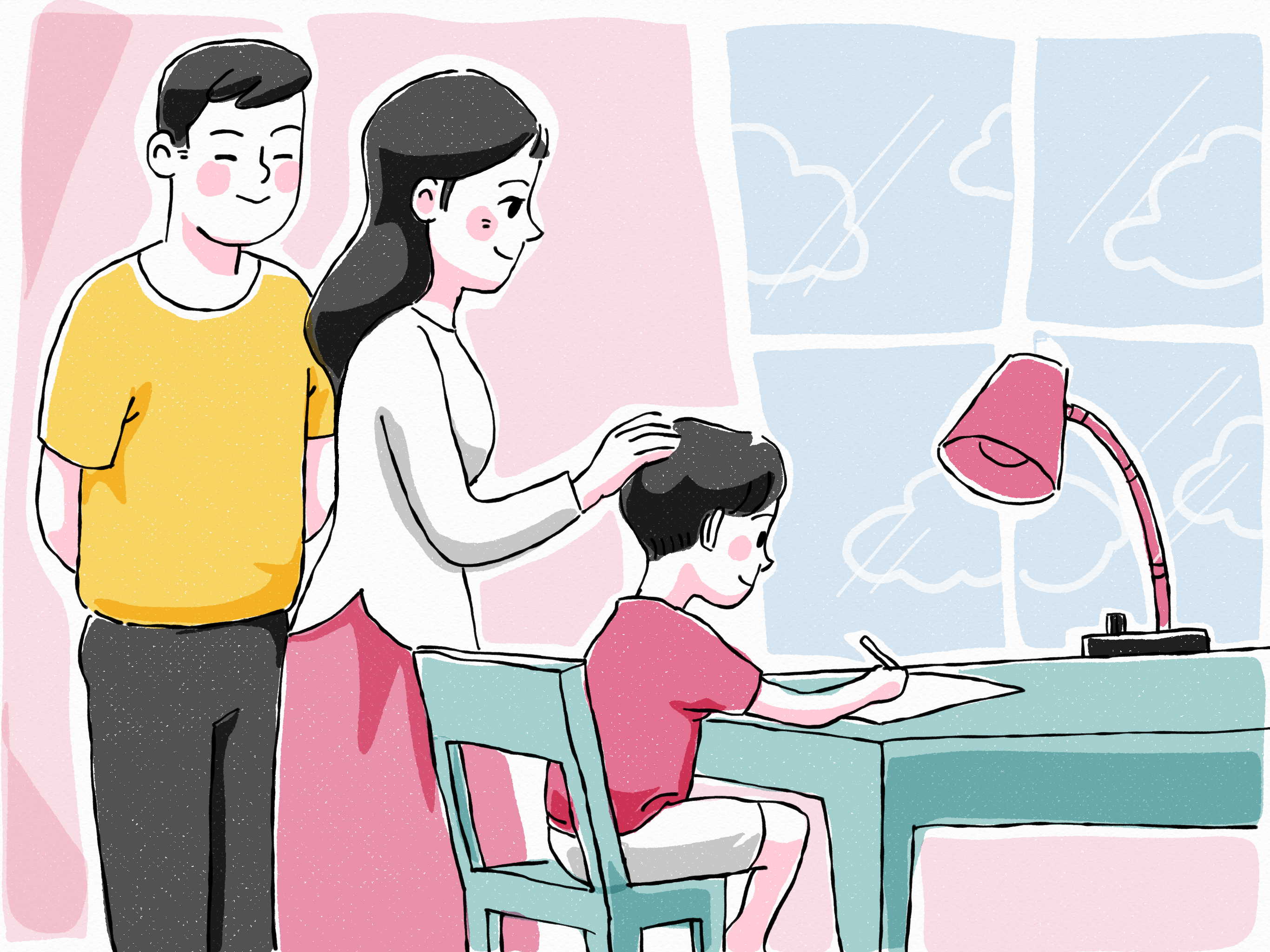 Hanh phuc dang sau canh cua, noi bo me cung cham soc gia dinh hinh anh