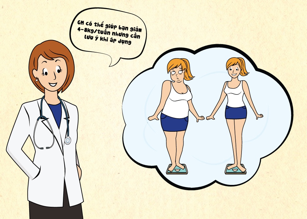 Theo bác sĩ Dzoãn Thị Tường Vi (nguyên Trưởng khoa Dinh dưỡng, Bệnh viện 198), có rất nhiều cách giảm cân và được áp dụng với nhiều đối tượng khác nhau. Giảm cân là một quá trình rèn luyện bền bỉ bao gồm việc giảm chế độ ăn một cách từ từ, nhẹ nhàng kết hợp vận động hợp lý, khoa học. Nếu ép cân quá nhanh trong thời gian quá ngắn, cơ thể bị xáo trộn, không thích nghi kịp, có thể khiến cơ thể trở nên yếu ớt, chóng mặt, vã mồ hôi… Chưa kể, với những người tiềm ẩn bệnh, càng có cơ hội bùng phát như gan, thận, tim mạch, não… riêng các bệnh mạn tính có nguy cơ tăng lên, đặc biệt là tiểu đường (hạ đường huyết) gây nguy hiểm cho tính mạng. Do đó, tốt nhất bạn nên tham khảo tư vấn của bác sĩ để tìm ra phương pháp thích hợp với mình. Trong quá trình áp dụng bất kỳ biện pháp giảm cân nào, nếu thấy có dấu hiệu mệt mỏi, sức khỏe suy giảm…  bạn cũng nên dừng lại. Riêng về chế độ ăn, bác sĩ này khuyên tất cả mọi người nên tăng cường ăn trái cây và rau xanh – là hai nguồn cung cấp chất xơ, vitamin, khoáng chất quý báu cho cơ thể. Chúng cũng rất tốt trong việc giảm béo.