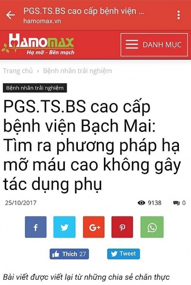 bac si BV Bach Mai quang cao thuc pham chuc nang anh 1