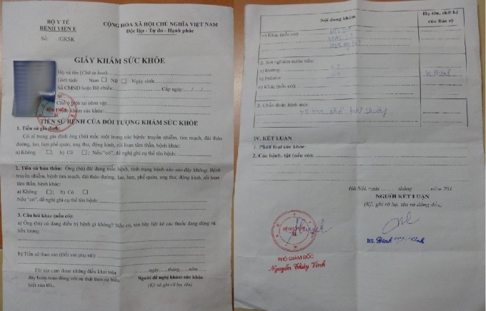 Benh vien E len tieng khi bi to ban giay kham suc khoe hinh anh