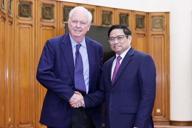 Thu tuong Pham Minh Chinh tiep chu tich Hoi dong Tin thac DH Fulbright hinh anh