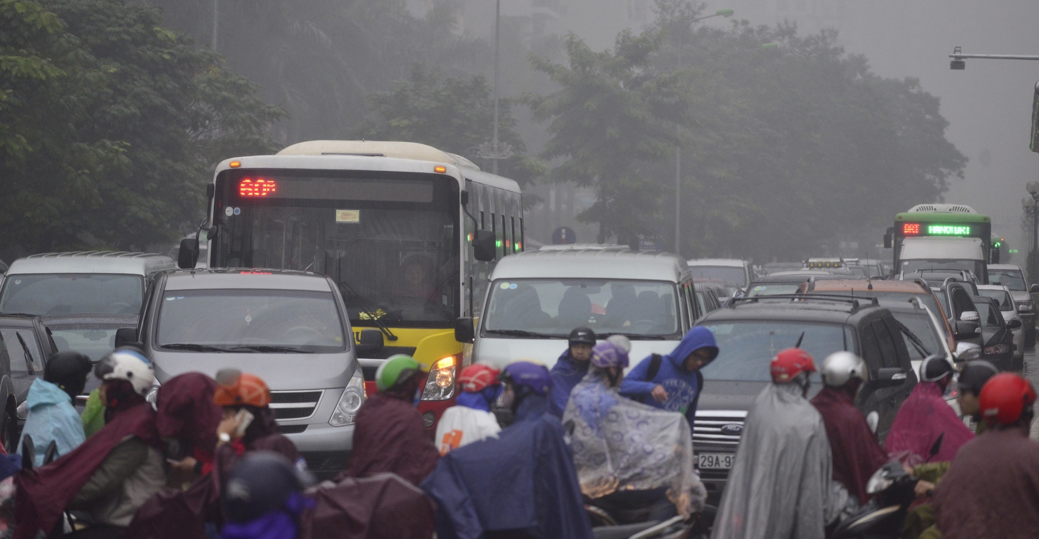 Duong pho Ha Noi un tac trong mua mu,  troi toi anh 9