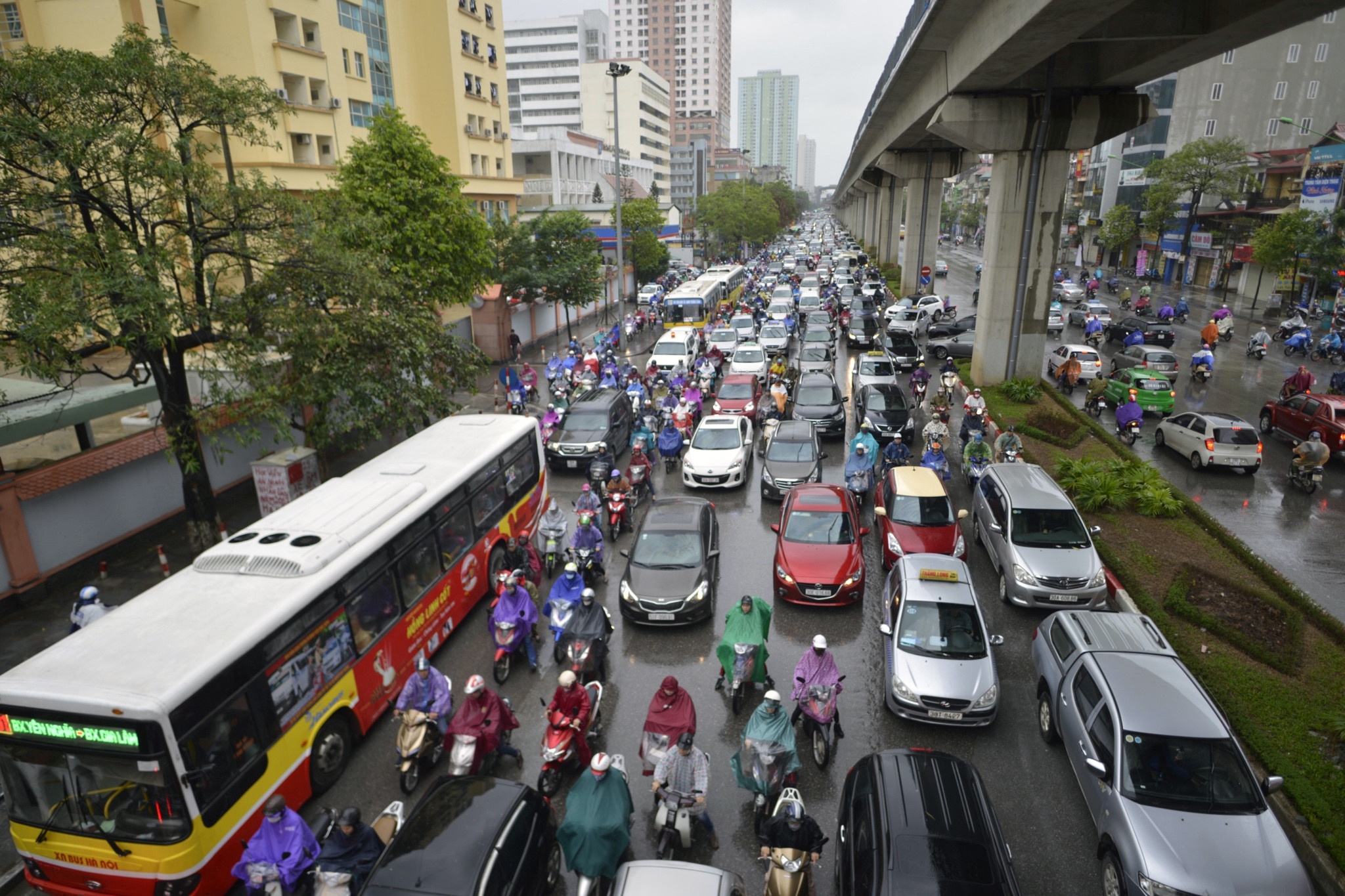 Xe hop rong ran,  chen ep xe may trong mua gio anh 2