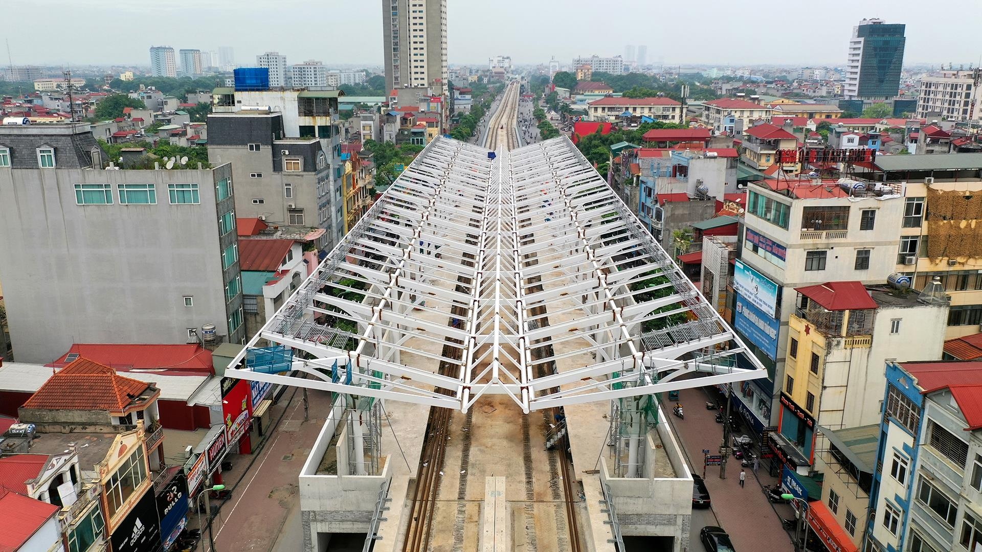 Toan canh tuyen metro doan tren cao tu Nhon den Kim Ma hinh anh
