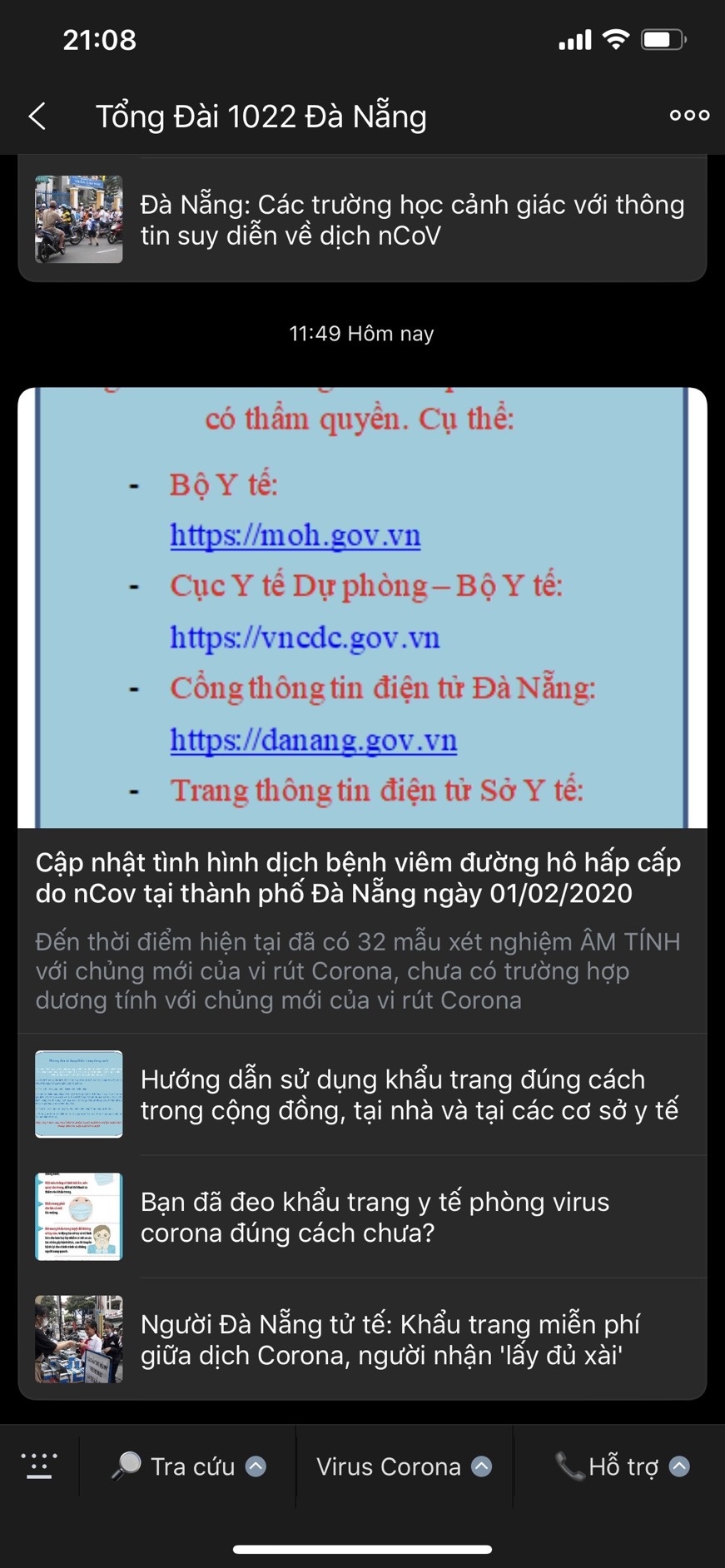 Zalo thông tin dịch bệnh do virus corona ảnh 2 Zalo thong tin dich benh do virus corona anh 2