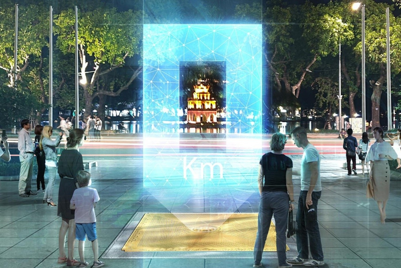 Thiet ke 3D hologram ve Cot moc Km0 Ha Noi doat giai nhat hinh anh