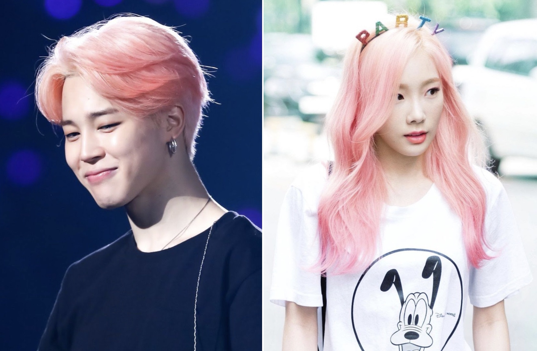 Jimin, Taeyeon hay sao Han Quoc nao nhuom toc hong dep nhat? hinh anh