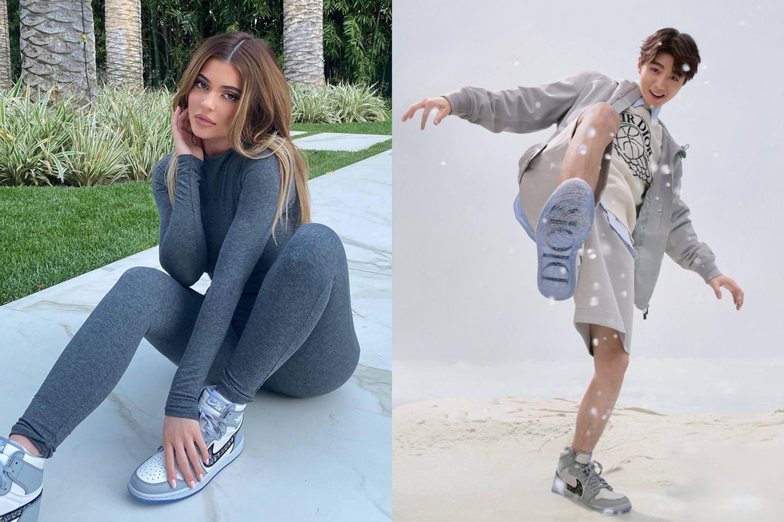 Kylie Jenner va 5 ngoi sao dau tien di giay Dior x Nike chua ra mat hinh anh