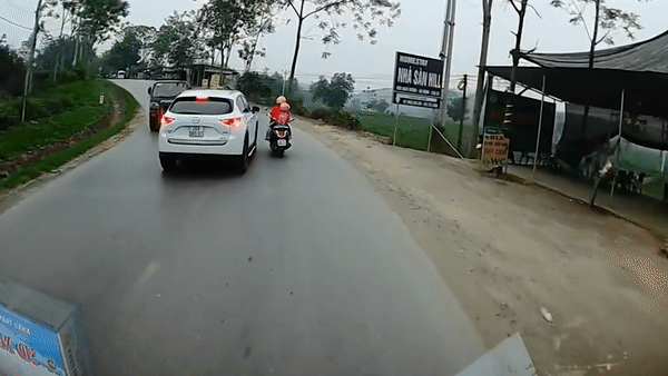 Vuot ngay khuc cua, tai xe suyt gay tai nan nghiem trong. hinh anh