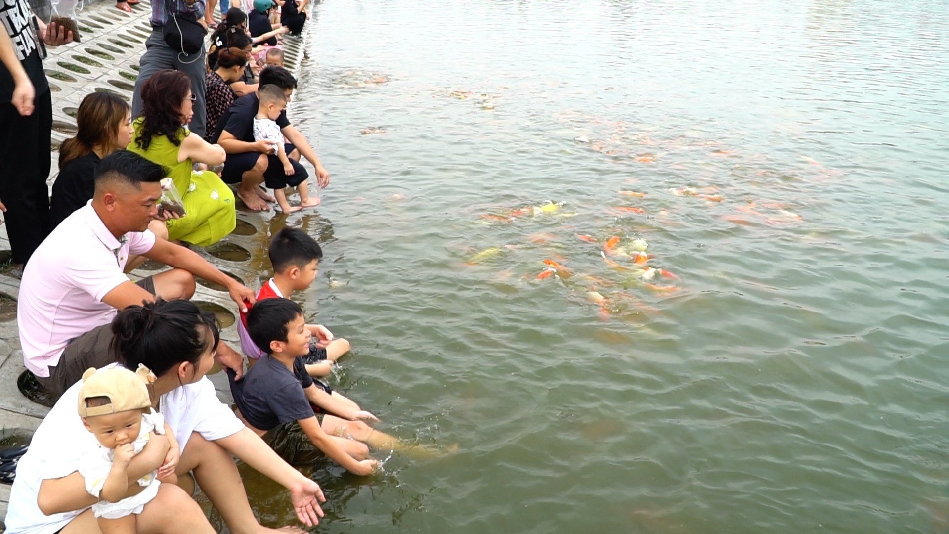 Nguoi Ha Noi thich thu khi ngam hang nghin con ca koi o ho Tay hinh anh