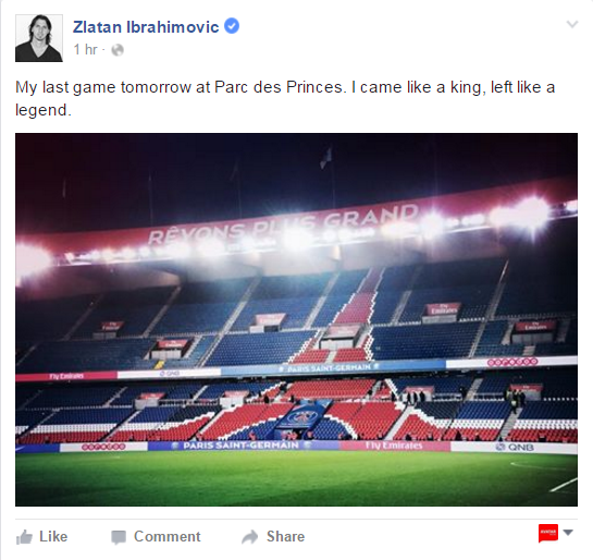 Ibrahimovic rời PSG ảnh 1 Ibrahimovic roi PSG anh 1